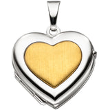 Medaillon Herz für 2 Fotos 333 Gold Weißgold Gelbgold bicolor Anhänger