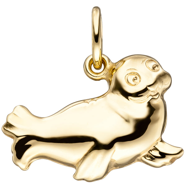 Anhänger Robbe Seehund 585 Gold Gelbgold Goldanhänger