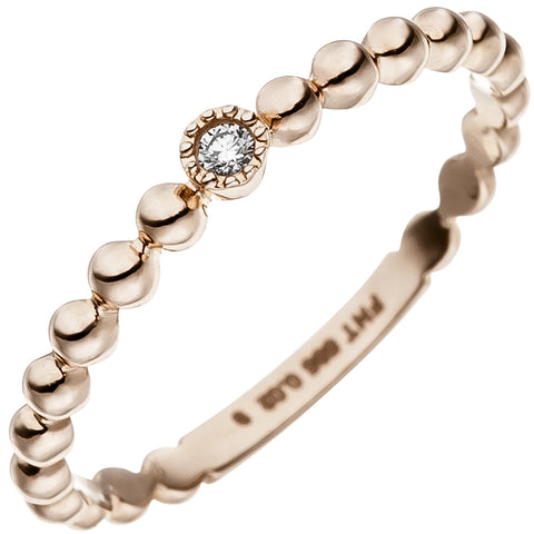 Damen Ring Kugel 585 Gold Rotgold 1 Diamant Brillant Rotgoldring Kugelring