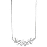 Collier Halskette Blätter Edelstahl mit Glitzereffekt 46 cm Kette