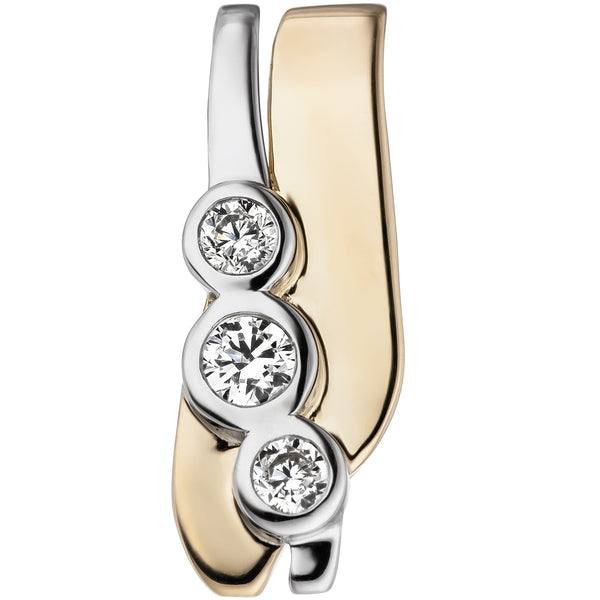 Anhänger 333 Gold Gelbgold Weißgold bicolor 3 Zirkonia Goldanhänger