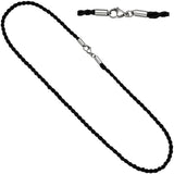 Halskette Kette Nylonkordel schwarz 45 cm Karabiner aus Edelstahl