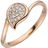 Damen Ring 585 Gold Rotgold 22 Diamanten Brillanten Diamantring Rotgoldring