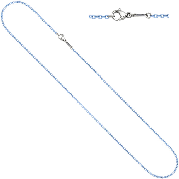 Rundankerkette Edelstahl blau lackiert 42 cm Kette Halskette Karabiner