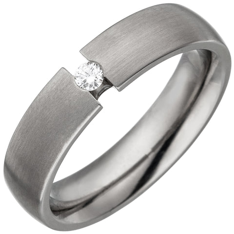 Partner Ring aus Titan 1 Diamant Brillant 0,05ct. Partnerring Titanring matt