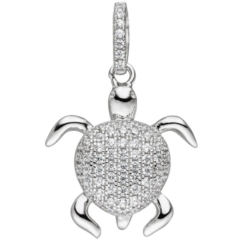 Anhänger Schildkröte 925 Sterling Silber mit Zirkonia Schildkrötenanhänger