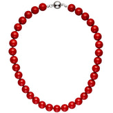 Halskette Kette Muschelkern Perlen rot 45 cm Perlenkette