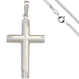 Anhänger Kreuz 925 Silber matt Kreuzanhänger Silberkreuz mit Kette 60 cm