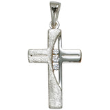 Anhänger Kreuz 925 Silber 3 Zirkonia Kreuzanhänger Silberkreuz mit Kette 50 cm