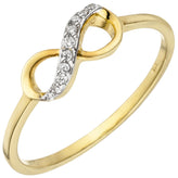 Damen Ring Unendlichkeit 375 Gold Gelbgold 10 Zirkonia Goldring