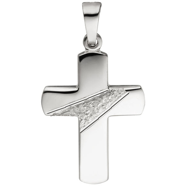 Anhänger Kreuz 925 Silber gehämmert diamantiert Kreuzanhänger Silberkreuz