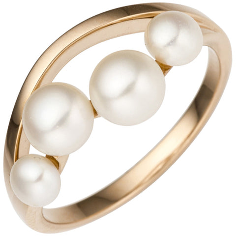 Damen Ring 585 Rotgold Rosegold 4 Süßwasser Perlen Perlenring Rosegoldring