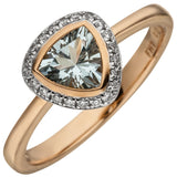 Damen Ring 585 Rotgold 21 Diamanten Brillanten 1 Aquamarin hellblau