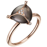 Damen Ring 585 Gold Rotgold 1 Mondstein grau 6 Diamanten Brillanten Mondsteinring