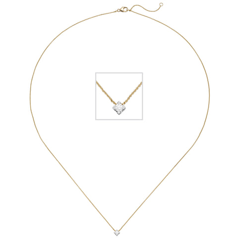 Collier 750 Gold Gelbgold Weißgold bicolor 1 Diamant Brillant 45 cm Goldkette