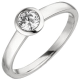 Damen Ring 585 Gold Weißgold 1 Diamant Brillant 0,15 ct. Diamantring Solitär