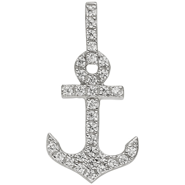 Anhänger Anker 925 Sterling Silber 32 Zirkonia Silberanhänger Ankeranhänger