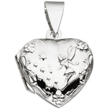 Medaillon Herz Anhänger zum öffnen für 2 Fotos 925 Silber mit Kette 50 cm