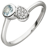 Damen Ring 925 Silber 1 Blautopas hellblau blau 9 Zirkonia