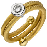 Damen Ring 750 Gelbgold Weißgold bicolor matt 1 Diamant Brillant