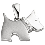 Anhänger Hund 925 Sterling Silber mattiert Silberanhänger