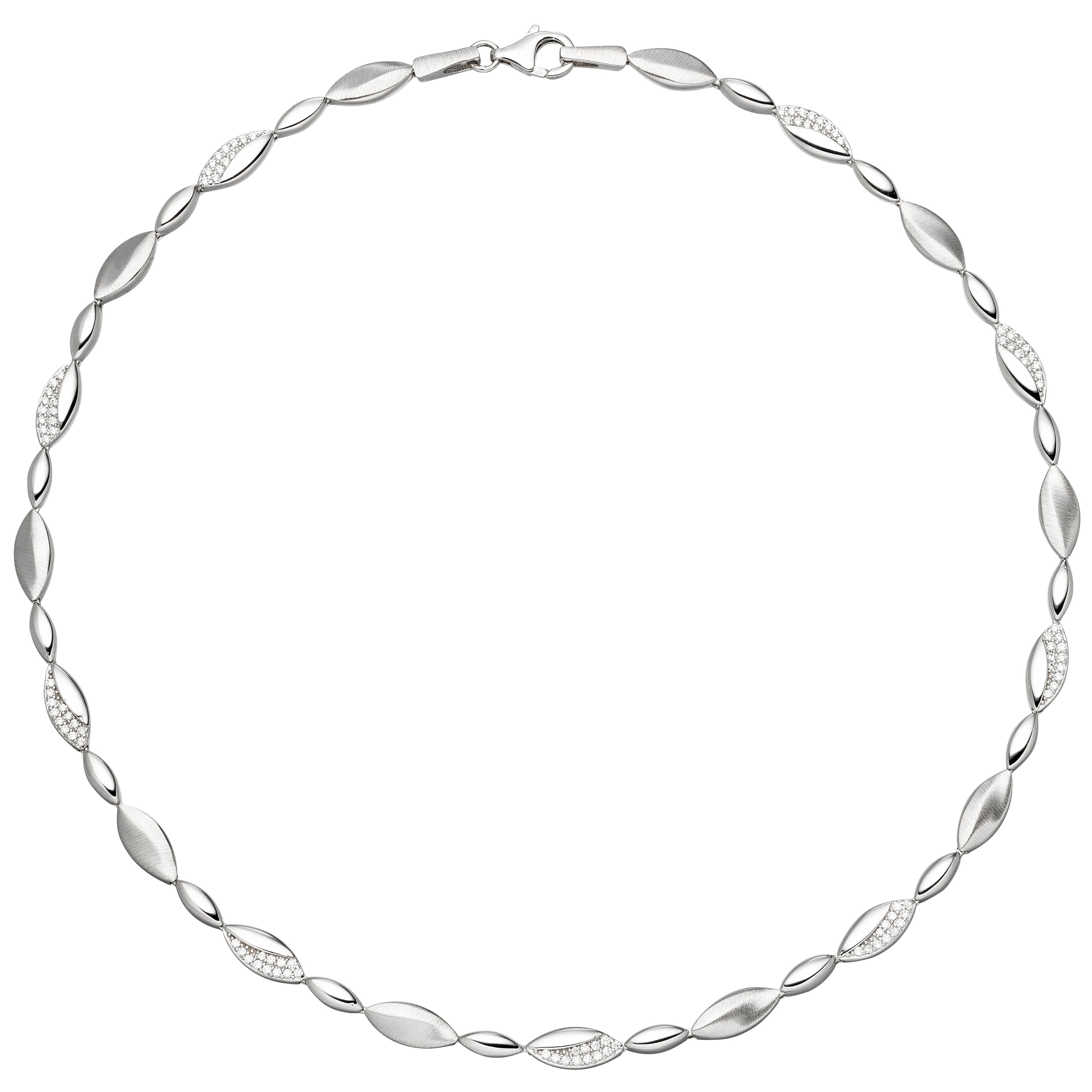 Collier Halskette – Kette Zirkonia 925 Edelsteinvertrieb 108 45 Silberkette EFB cm Silber