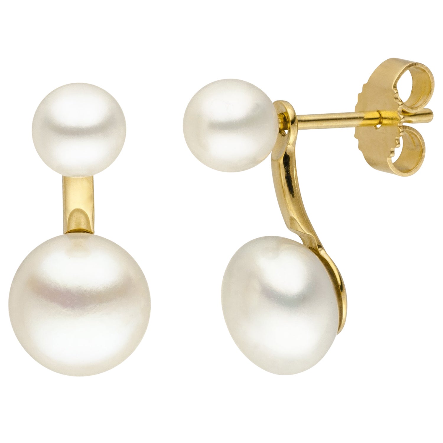 Ohrstecker 585 Gold Gelbgold 4 EFB Süßwasser Perlen Perlenohrstec Ohrringe – Edelsteinvertrieb