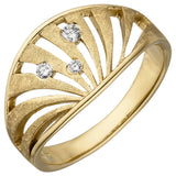 Damen Ring 585 Gold Gelbgold eismatt 3 Diamanten Brillanten Diamantring