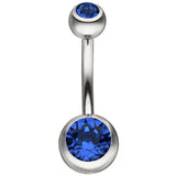 Bauchnabel Piercing Edelstahl mit Kristallsteinen blau