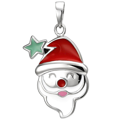 Kinder Anhänger Weihnachtsmann-Kopf 925 Sterling Silber