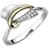 Damen Ring 925 Sterling Silber bicolor vergoldet eismatt 8 Zirkonia Silberring