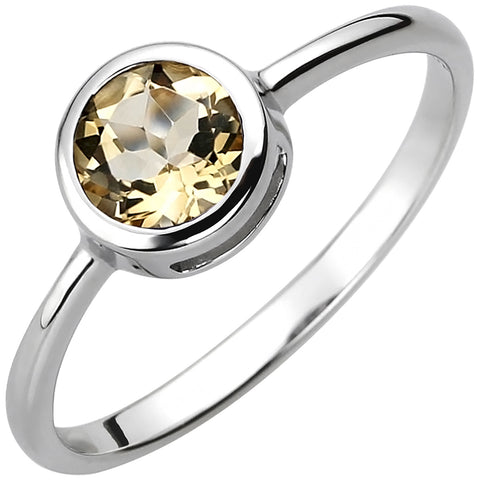 Damen Ring 925 Sterling Silber 1 Citrin gelb Silberring