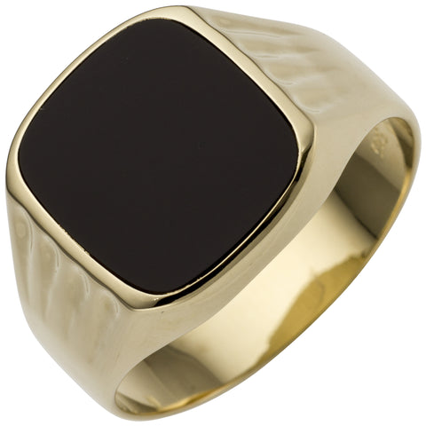 Herren Ring 585 Gold Gelbgold 1 Onyx Goldring