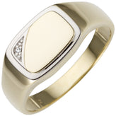 Herren Ring 585 Gold Gelbgold bicolor 1 Diamant Brillant Goldring