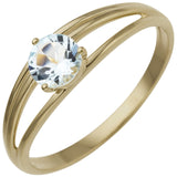 Damen Ring 585 Gold Gelbgold 1 Blautopas hellblau blau