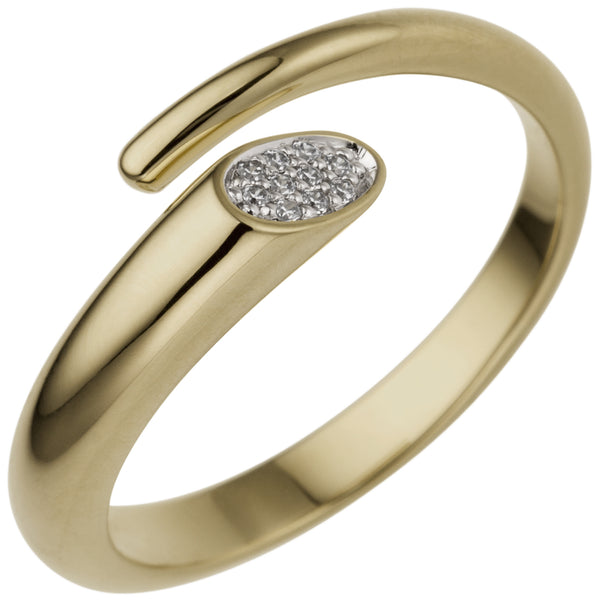 Damen Ring offen 585 Gold Gelbgold 10 Diamanten Brillanten