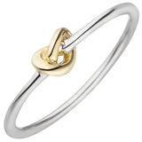 Damen Ring Knoten 925 Sterling Silber bicolor vergoldet