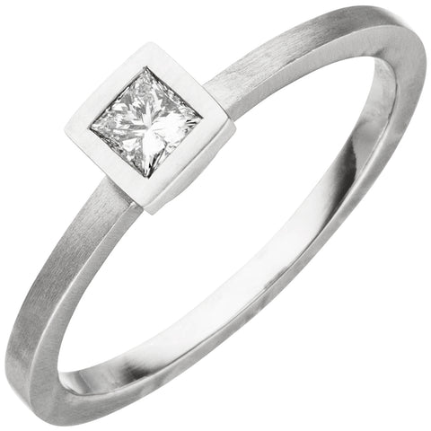 Damen Ring 950 Platin matt 1 Diamant Princess-Schliff 0,20ct.