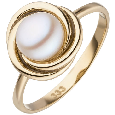 Damen Ring 333 Gold Gelbgold 1 Süßwasser Perle Perlenring
