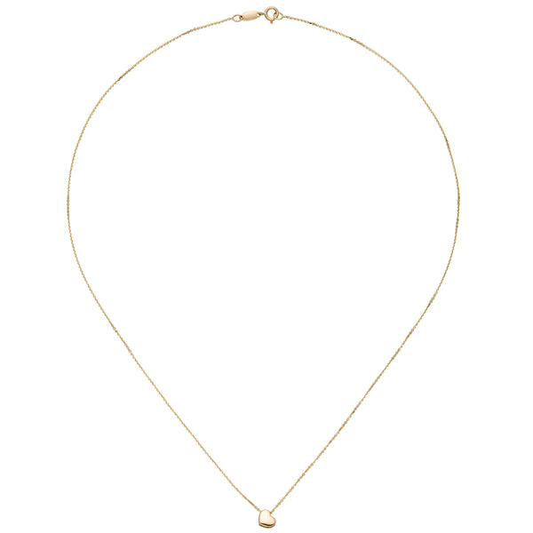 Collier Halskette mit Anhänger Herz 375 Gold Gelbgold 42 cm