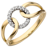 Damen Ring 585 Gold Gelbgold 16 Diamanten Brillanten