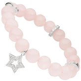 Armband Stern mit Rosenquarz rosa 925 Silber Zirkonia
