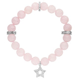 Armband Stern mit Rosenquarz rosa 925 Silber Zirkonia