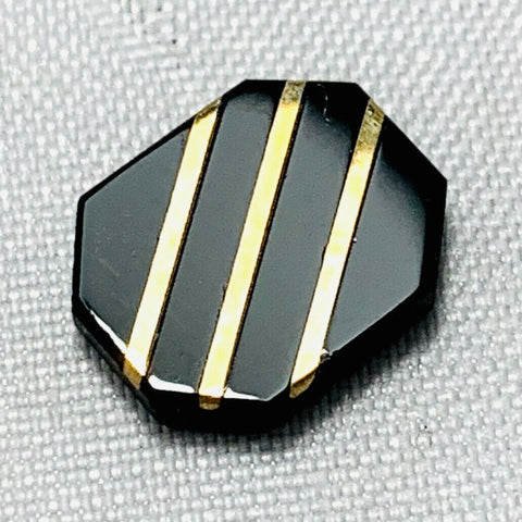 Echter Schwarzer Onyx Achteck mit Gold 1.8ct 10x8mm